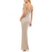  Womens Juniors’ Embellished V-Neck Gown, Beige/3