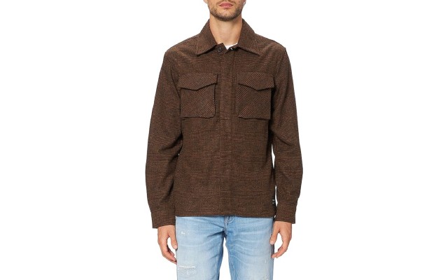 Scotch & Soda Men’s Relaxed Overshirt Contains Recycled Fibers Transition Jacket Brown, Small