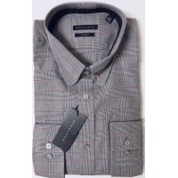 Sean John Men’s Tailored Fit Check Dress Shirts, Meteor Gray, 16.5x34-35