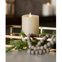 Seasonal Realistic Motion Flameless Electric LED Pillar Candle | 3D Moving Flame Adjustable Brightness Translucent and Glowing Body Up to 800 Hour Battery Operated with Timer (3 x 5,Ivory)