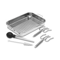 Sedona 16″ Stainless Steel Roaster Pan Set, Silver
