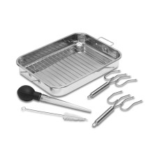 Sedona 16″ Stainless Steel Roaster Pan Set, Silver