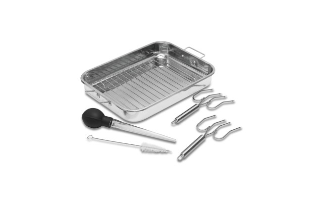  16″ Stainless Steel Roaster Pan Set, Silver