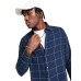  Mens Windowpane Twill Check Shirt, Navy, Large