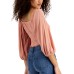  Juniors’ Ruched-Front Woven Top, Mauve, Medium