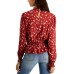  Juniors’ Smocked Peplum Top, Red, Medium