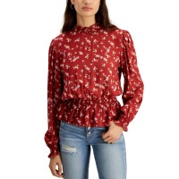 Self Esteem Juniors’ Smocked Peplum Top, Red, Medium