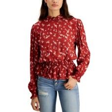 Self Esteem Juniors’ Smocked Peplum Top, Red, Medium