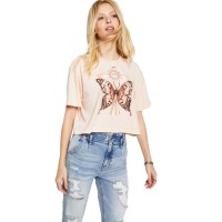 Self Esteem Juniors’ Sun Butterfly Graphic Print T-Shirt, Beige, XS