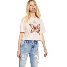 Self Esteem Juniors’ Sun Butterfly Graphic Print T-Shirt, Beige, XS