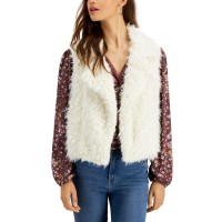 Self Esteem Juniors Woobie Faux-Fur Vests, White, Large