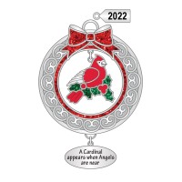 Sentiment Ornament Cardinal ‘a Cardinal Appears When Angels Are Near’ with Dated 2022 Charm