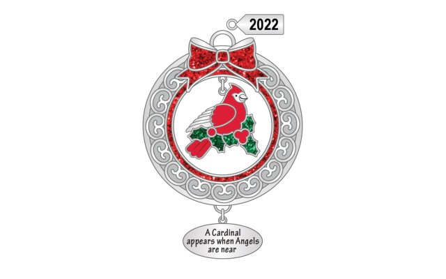 Sentiment Ornament Cardinal ‘a Cardinal Appears When Angels Are Near’ with Dated 2022 Charm