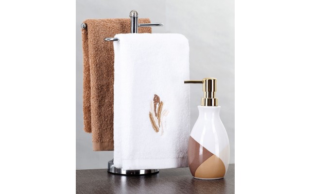  3 Piece Paint Strokes Counter Top Set Bedding, Tan/White