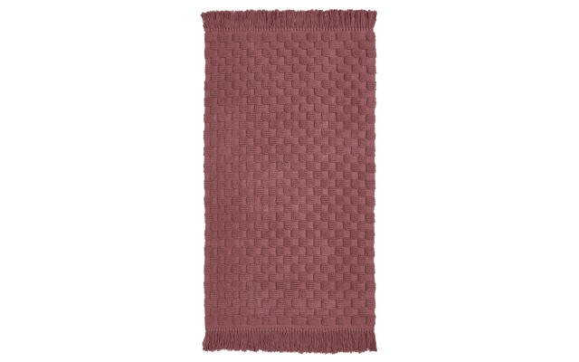  Textured Solid Rug with Fringe Bedding, Brown, 27 x 45