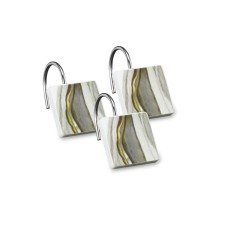 Shell Rummel Designed Sandstone Shower Hooks, 12-Pack, Grey
