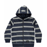 Silver Jeans Co. Full-Zip Striped Hoodie, Medium, Navy