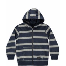 Silver Jeans Co. Full-Zip Striped Hoodie, Medium, Navy