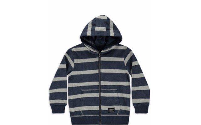  Co. Full-Zip Striped Hoodie, Medium, Navy