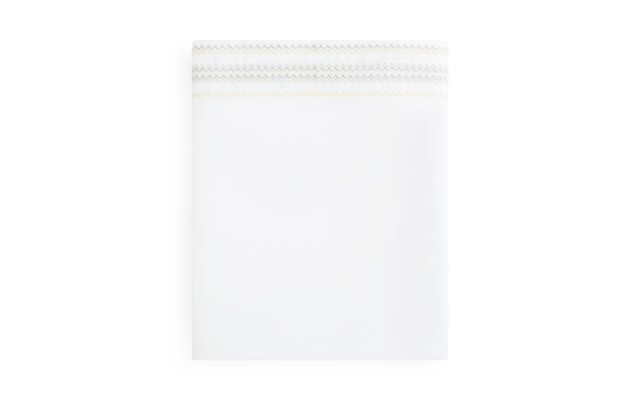  100% Cotton Sateen Chevron Embroidered Flat Sheets, Yellow, King