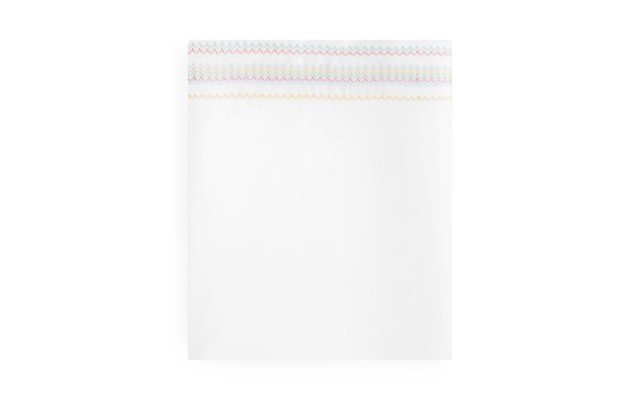  100% Cotton Sateen Chevron Embroidered Flat Sheets, Coral, Full