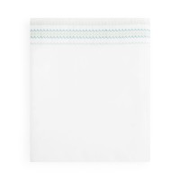 Sky 100% Cotton Sateen Chevron Embroidered Flat Sheets, Green, Twin