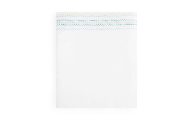  100% Cotton Sateen Chevron Embroidered Flat Sheets, Green, Twin