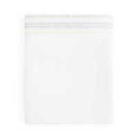 Sky 100% Cotton Sateen Chevron Embroidered Flat Sheets, Yellow, Queen