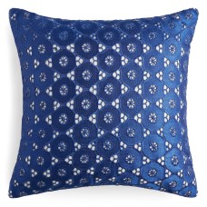 Sky Gardenia Eyelet 16″ x 16″ Decorative Pillow, Navy