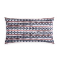 Sky Home Azteca Embroidered Geometric Print 100% Cotton Decorative Pillow 14 X26, Navy