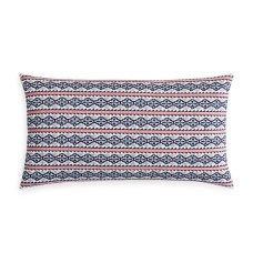 Sky Home Azteca Embroidered Geometric Print 100% Cotton Decorative Pillow 14 X26, Navy