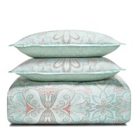 Sky Martina Collection Comforter Cover Set Cotton Full/Queen and 2 Standard Pillowshams, Mint