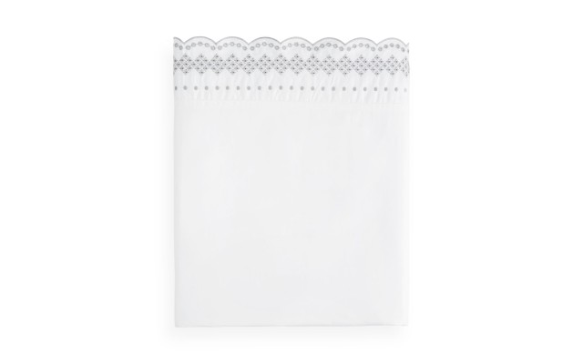 Scalloped Embroidered Flat Sheet, Full, White