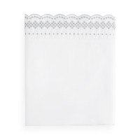 Sky Scalloped Embroidered Flat Sheets, Gray, King