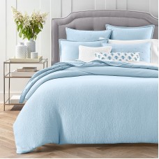 Sky Textured Matelasse Duvet Cover Set, King, Coast Blue