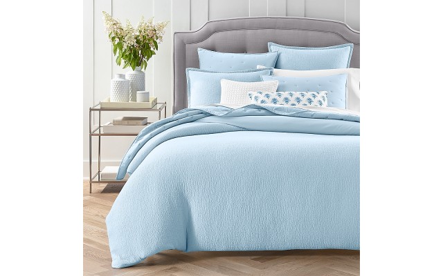  Textured Matelasse Duvet Cover Set, King, Coast Blue