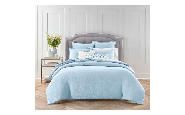  Textured Matelasse Duvet Cover Set, Twin, Coast Blue