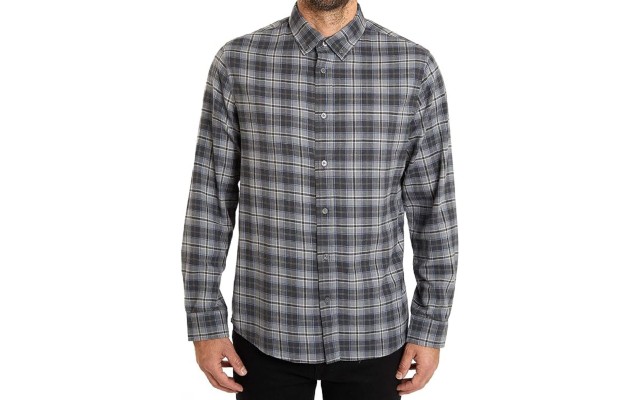 Slate & Stone Mens Flannel Button-Down Shirt, Charcoal, Medium