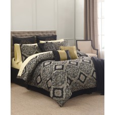 Small World Home Cheshire 14-Pc. King Comforter Set Bedding, Black