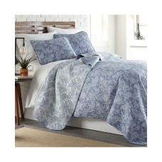 Southshore Fine Linens Boho Paisley Lightweight Reversible Quilt and Sham Set, Blue, King/California King