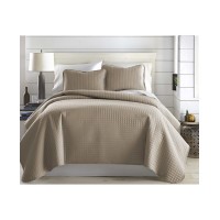 Southshore Fine Linens Oversized Lightweight Quilt and Sham Set, Taupe, King/California King