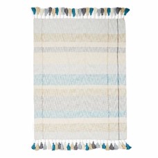 Sparrow & Wren Emily Tasseled Color Block 100% Cotton Throw 59″ X 70″, Silver/Navy