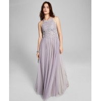 Speechless Womens Applique-Lace Halter Ball Gown, Lavender/3