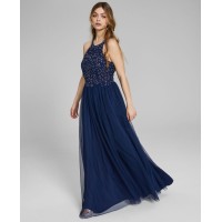 Speechless Womens  Applique-Lace Halter Ball Gown, Navy/9