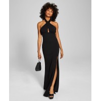Speechless Womens Juniors’ Crisscross Halter Dress, Black/11