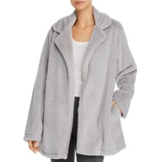Splendid Women’s Faux Fur Sleep Jacket, Large, Grey