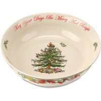 Spode Christmas Tree Annual Edition ‘May Your Days Be Merry and Bright’ Serving Bowl; White & Green
