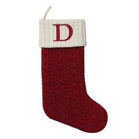 St. Nicholas Square 21 Inch Cable Knit Monogram Christmas Stocking (Embroidered D)