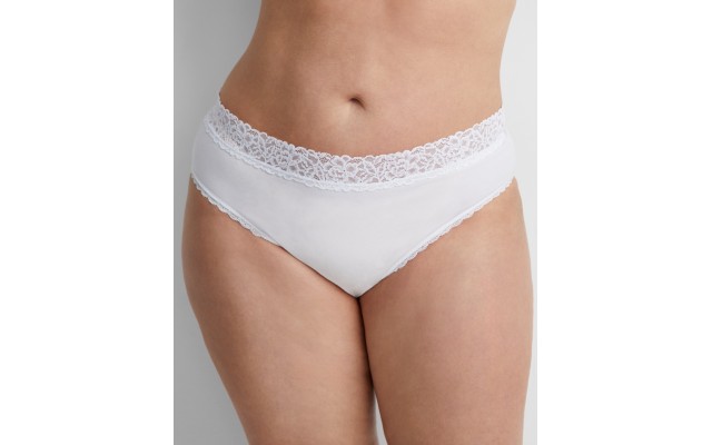  Women’s Cotton Blend Lace-Trim Hipster, White, Medium