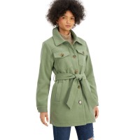 Steve Madden Juniors Belted Shirt Jacket Moss XLarge, Green